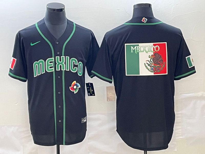 Men 2023 World Cub Mexico Blank Black Nike MLB Jersey13->youth nba jersey->Youth Jersey